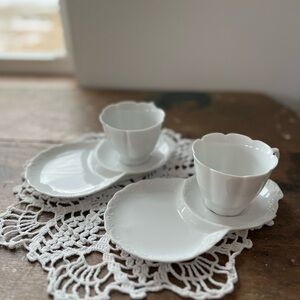 Set of two Vintage tea cups with snack plates